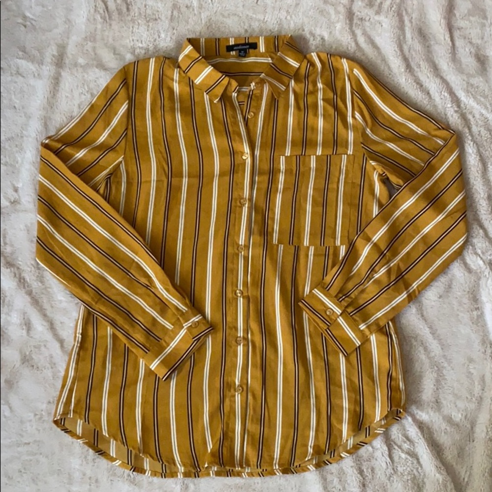 Ambiance Mustard Striped Blouse